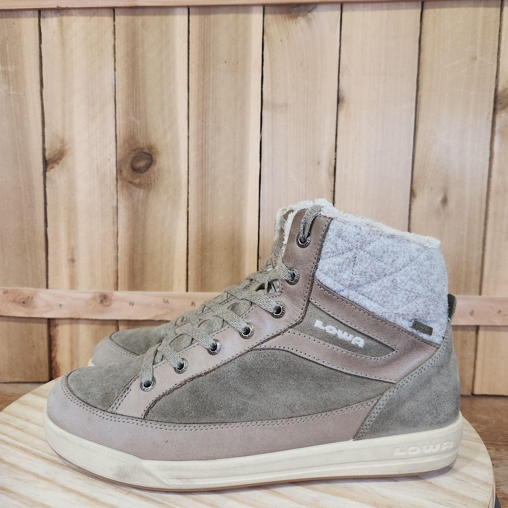 LOWA Casara GTX Snow Boots Womens 10 Brown Suede Waterproof Ankle Side Zip